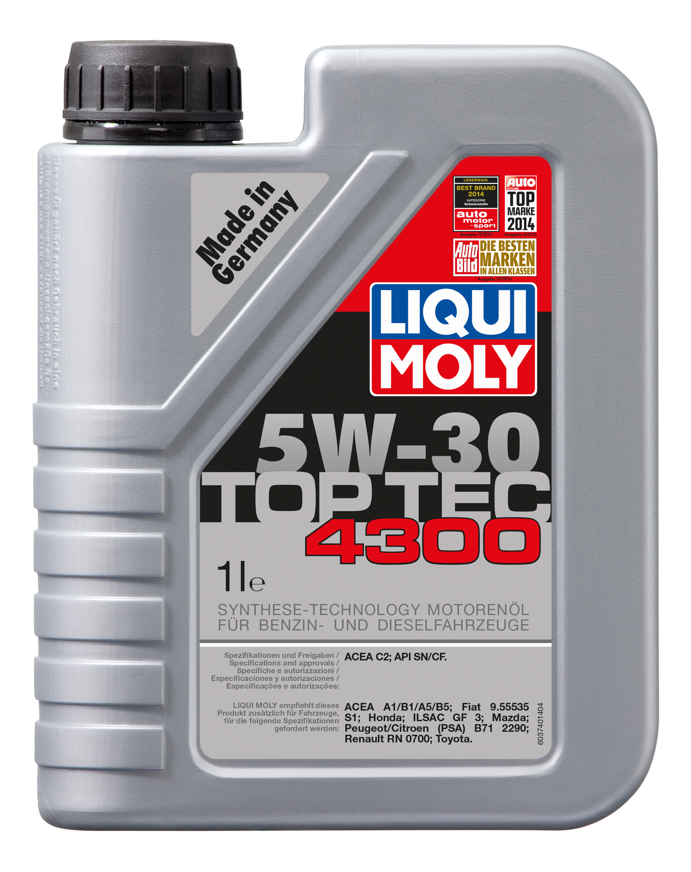 фото Нс-синтетическое моторное масло top tec 4300 5w-30 sn/cf;a1/b1,a5/b5,c2 liqui moly