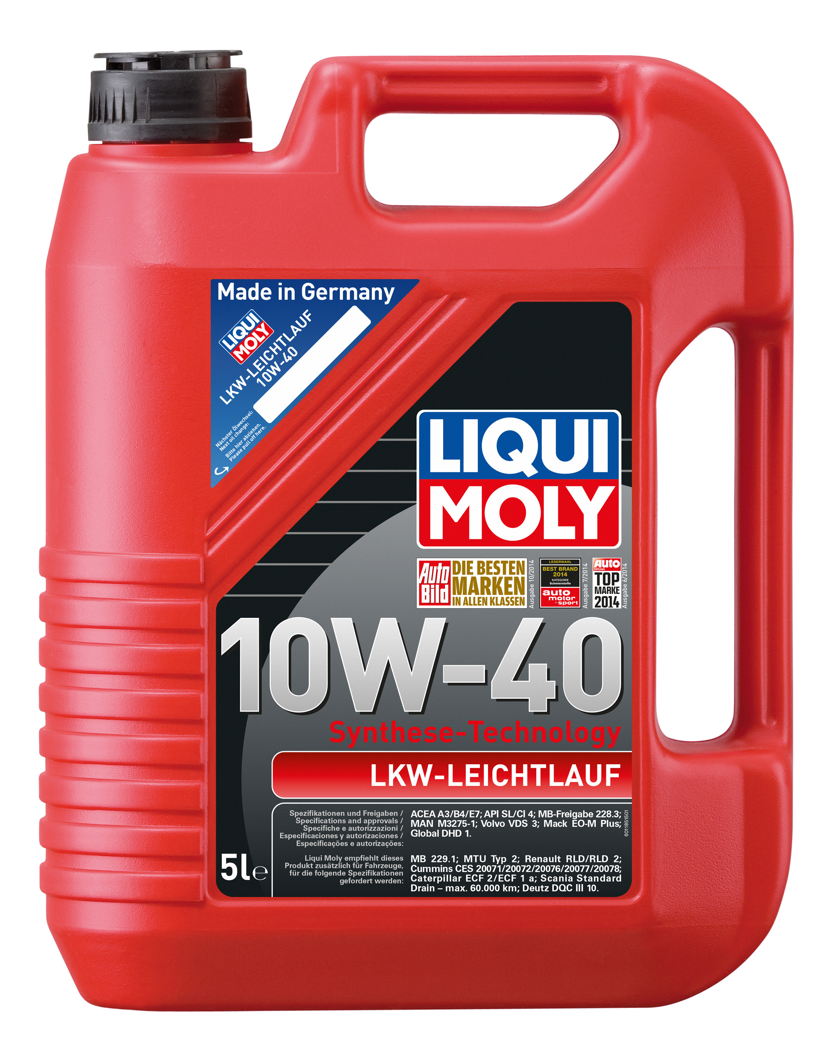 фото Нс-синтетическое моторное масло lkw-leichtlauf-motoroil basic 10w-40 sl/ci-4;a3/b3/e4/e7 liqui moly