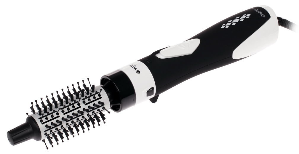 Фен-щетка VITEK VT-2510 1000 Вт черный, белый резинка для волос спорт полосатик 4 см чёрно белый