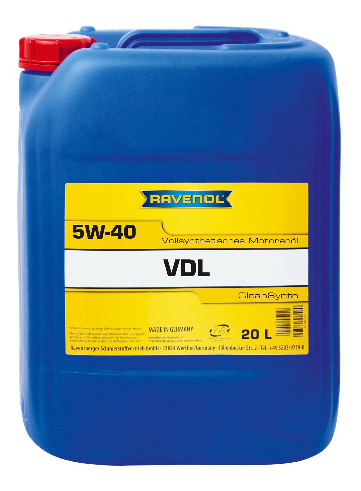 фото Моторное масло ravenol vdl sae 5w-40 20л