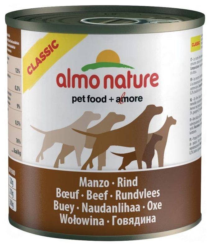 Консервы для собак Almo Nature Classic, говядина, 12шт по 290г