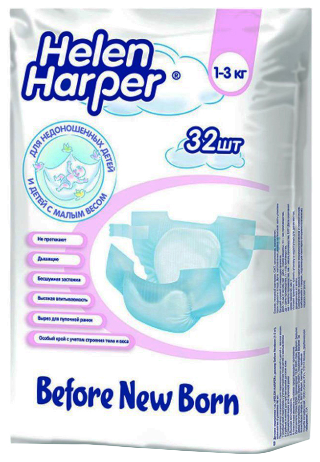 

Подгузники для новорожденных Helen Harper Before Newborn (1-3 кг), 32 шт., Soft & Dry