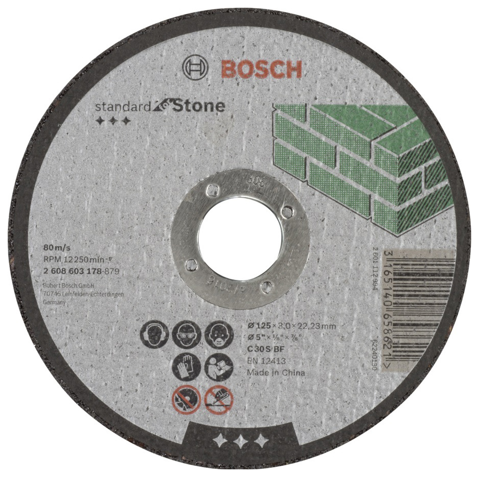 фото Диск отрезной абразивный bosch standard по камн 125х3 прям 2608603178