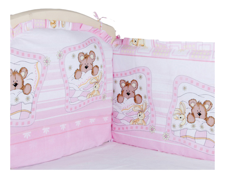 фото Текстильный бортик для кроватки alis борт в кроватку 360 х 40 розовый