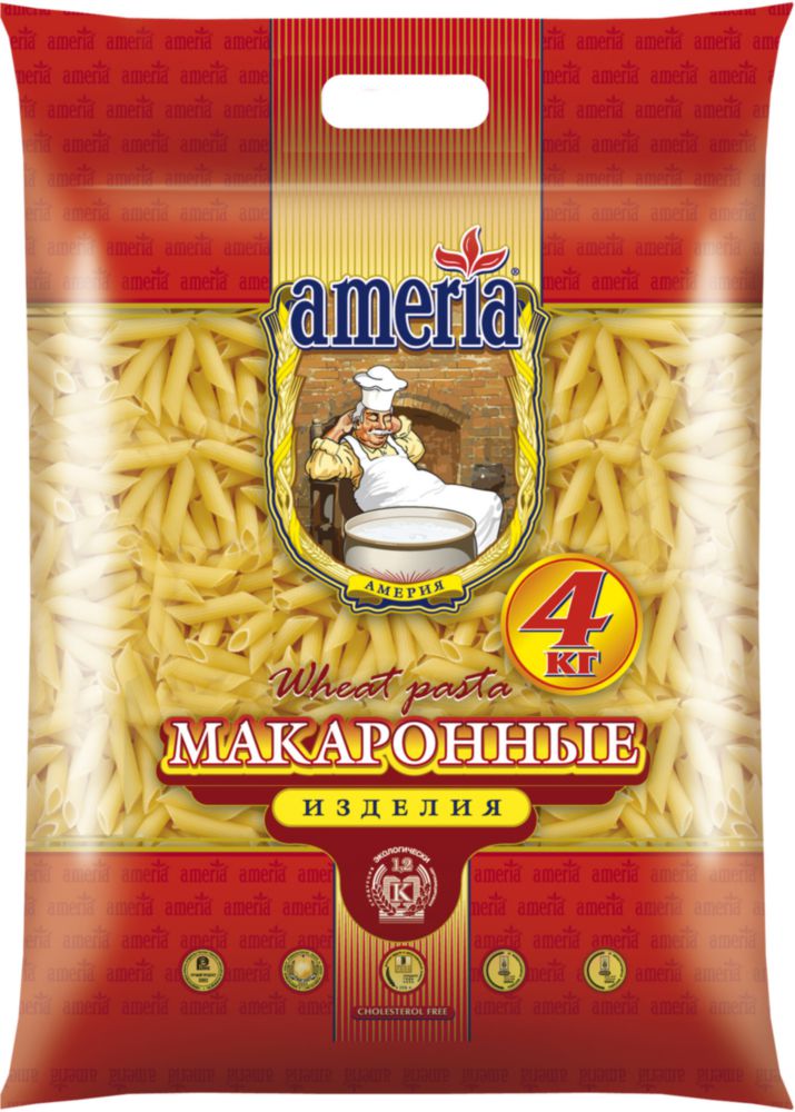 Макаронные изделия Ameria penne rigate перья рифленые 4 кг