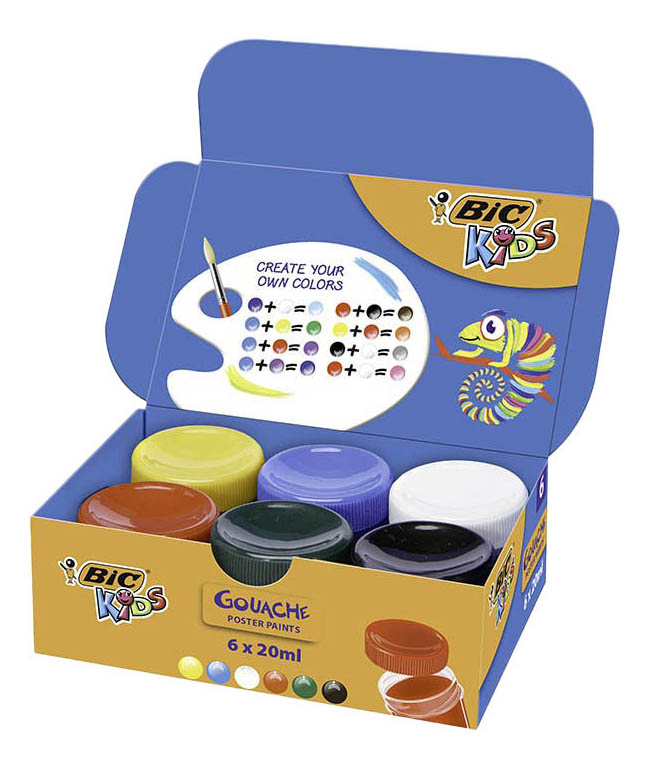 

Гуашь BIC Kids 6 цветов, Гуашь 6 цветов по 20 мл