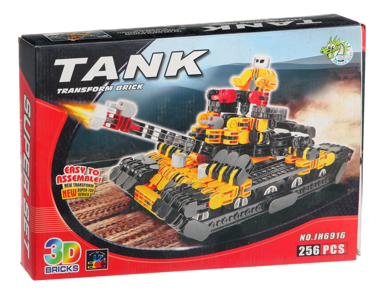 

Конструктор Танк Dragon Toys Страйп 256 дет., Черный;желтый;красный, Танк