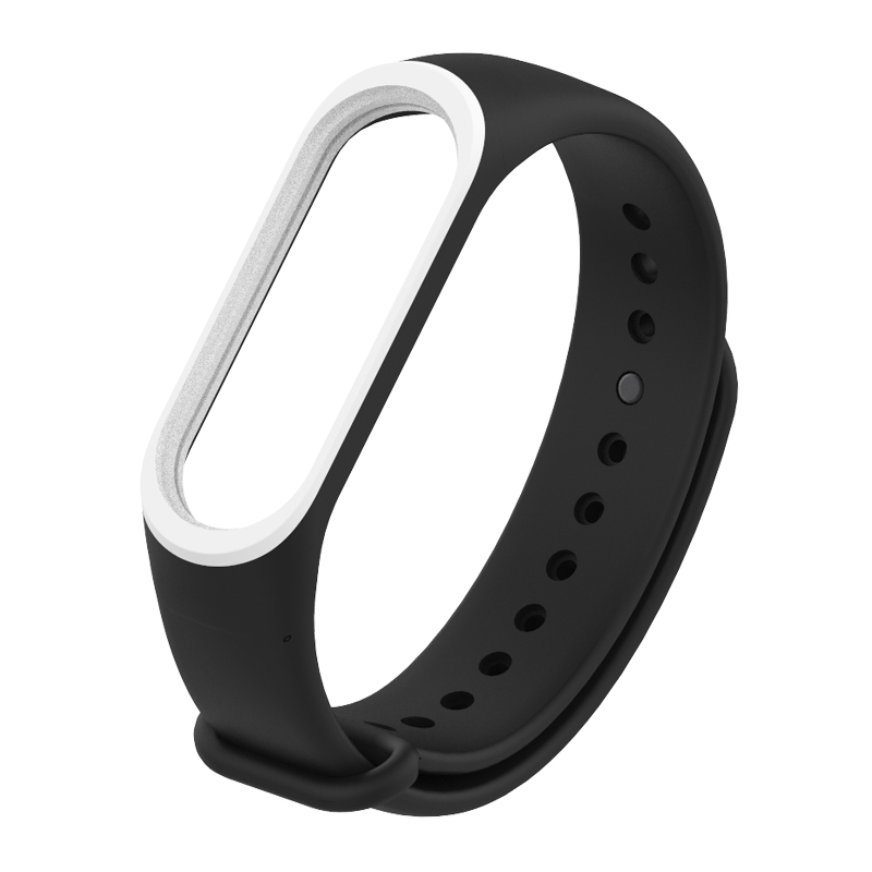 

Ремешок силиконовый Mijobs Silicon Dual Color для Mi Band 3/4 Black/White D307