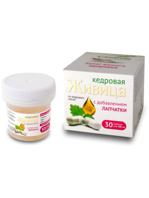 

Живица кедровая Ambrella Усиленная формула с лапчаткой белой капсулы 30 шт., Живица кедровая Усиленная формула с лапчаткой белой