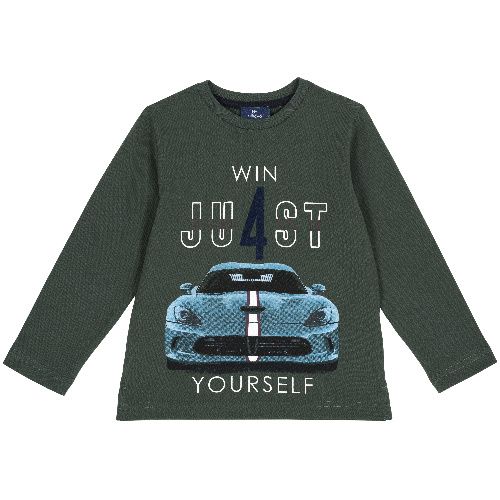 фото Лонгслив chicco win just yourself для мальчиков р.92 цв.темно-зеленый