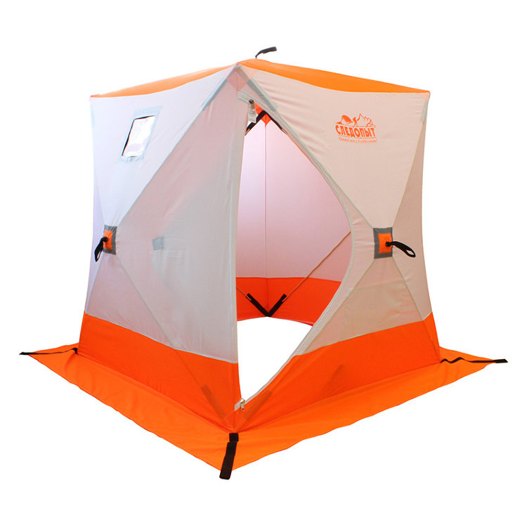 фото Зимняя палатка куб следопыт 1,5*1,5 м oxford 240d pu 2000 pf-tw-01/03 (белый/оранжевый) сибирский следопыт