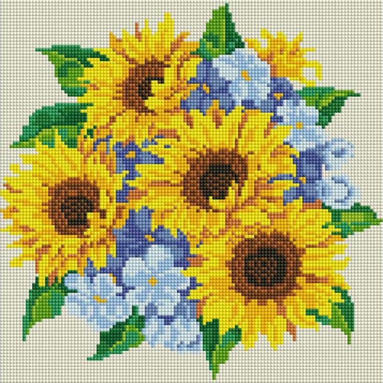 

Алмазная вышивка Белоснежка Букет с подсолнухами, 30x30 см, Букет с подсолнухами