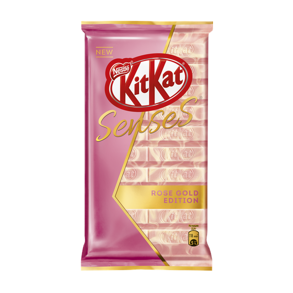 Белый шоколад Kit Kat senses rose gold edition клубника и молочный шоколад с вафлей 112 г