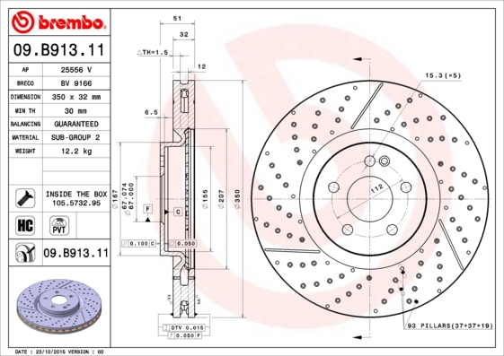 фото Тормозной диск brembo 09b91311