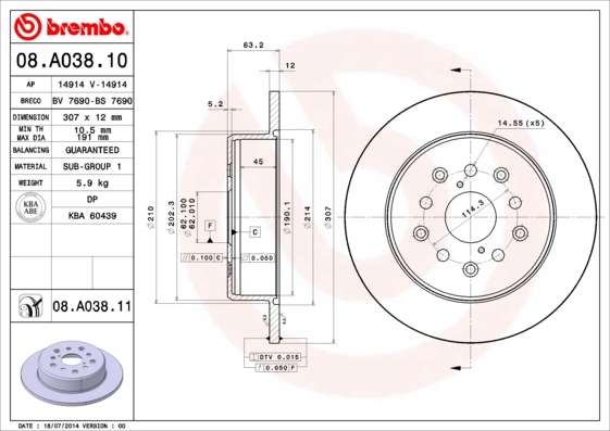 фото Тормозной диск brembo 08a03811