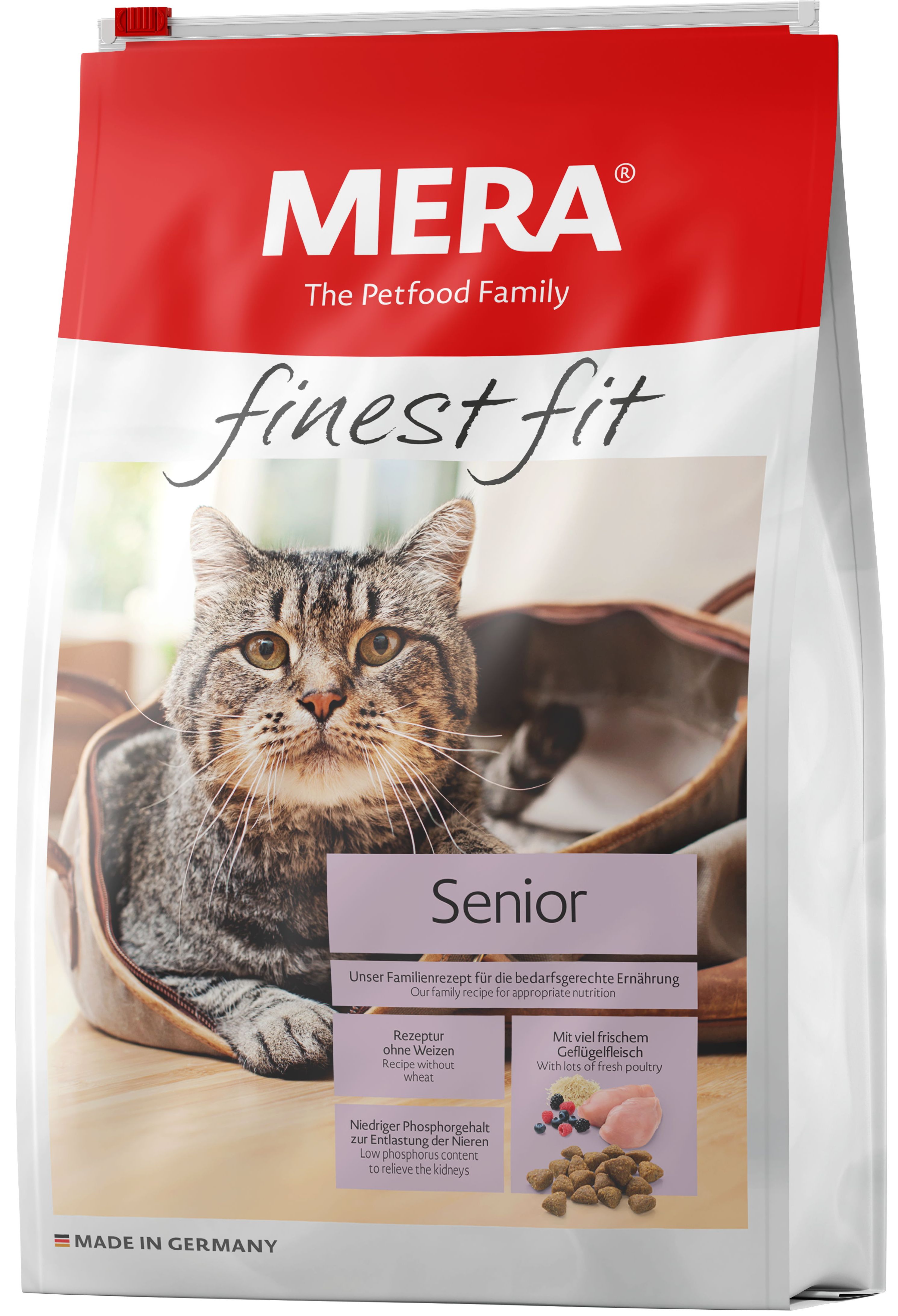 фото Сухой корм для кошек mera finest fit senior 8+, для пожилых, курица, 0,4кг