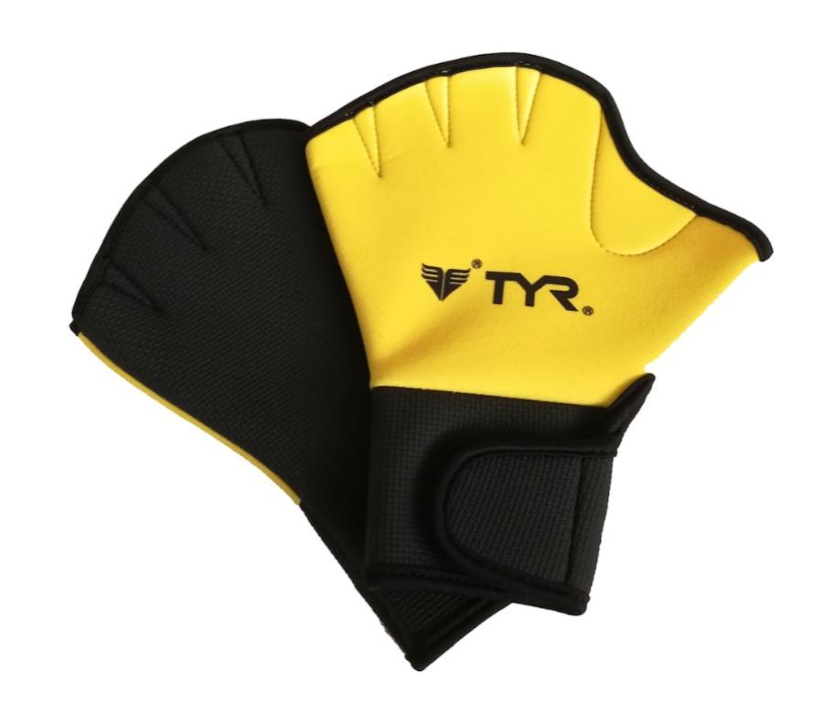 фото Перчатки для аквааэробики tyr aquatic resistance gloves laqglv желтые s