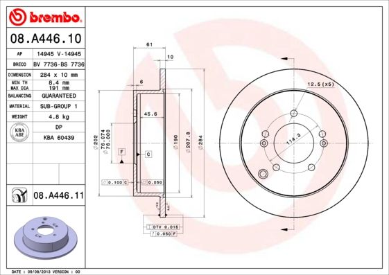 фото Тормозной диск brembo 08.a446.10