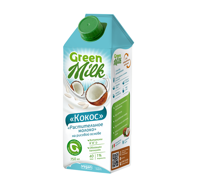 фото Растительный напиток green milk на рисовой основе кокос 0.75 л