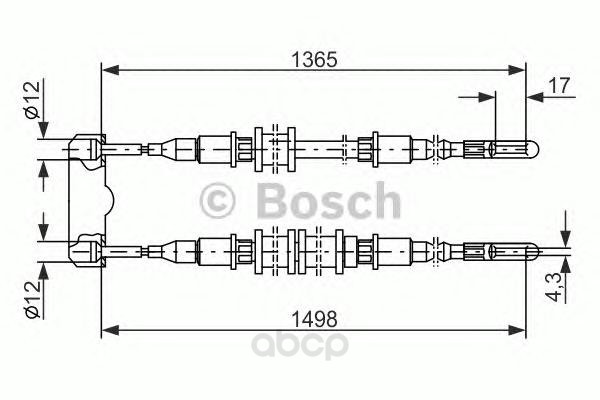 фото Трос cтояночного тормоза bosch 1987477130 передний