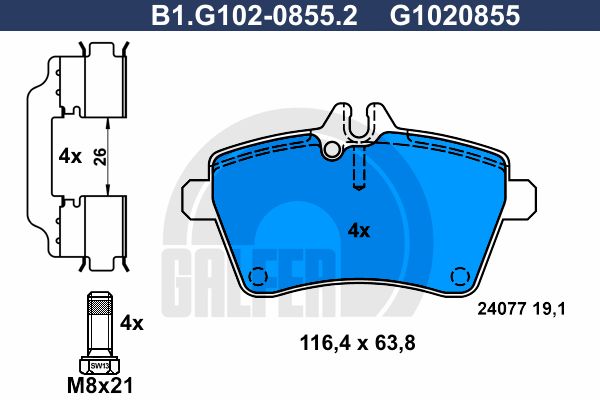 

Тормозные колодки GALFER дисковые B1G10208552