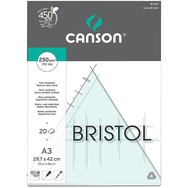 

Альбом для графики Canson Bristol, ультра-белая бумага, 29,7х42см, склейка 20 листов