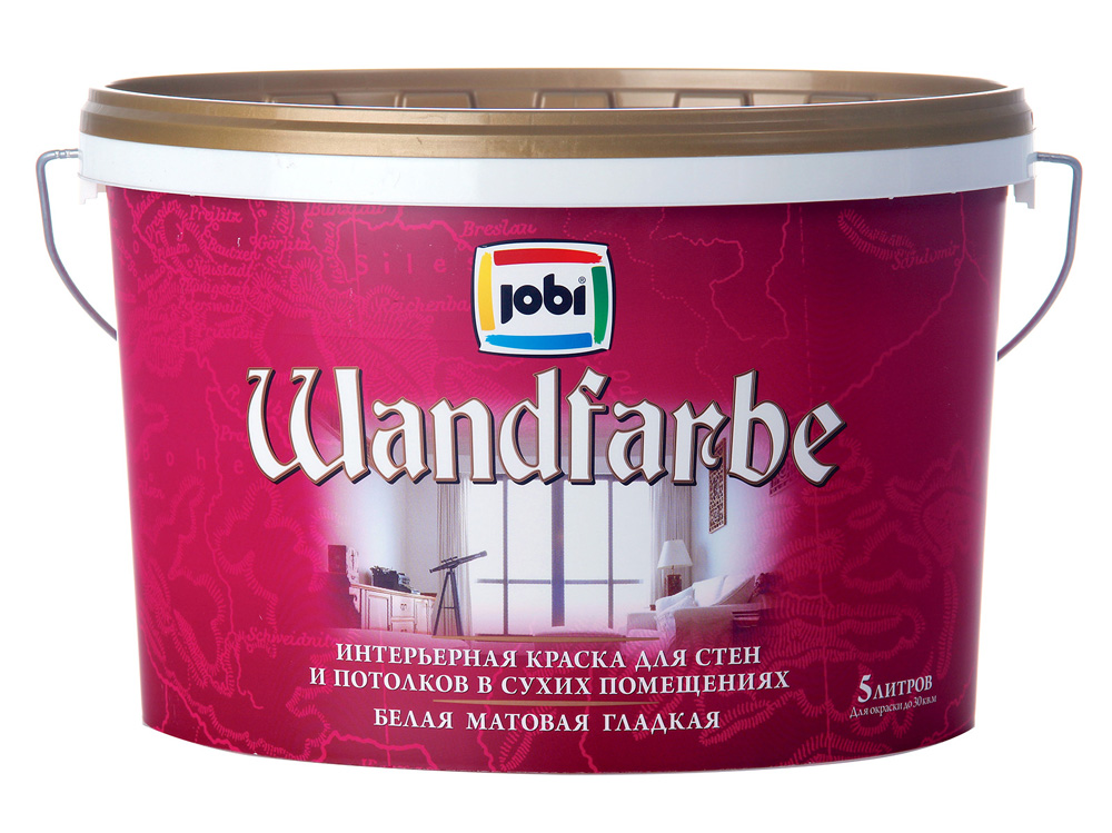 Краска Jobi Wandfarbe, белый, 5 л