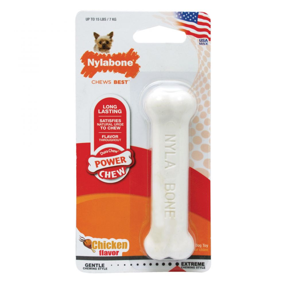 

Жевательная игрушка для собак Nylabone Косточка экстра жесткая с ароматом курицы XS