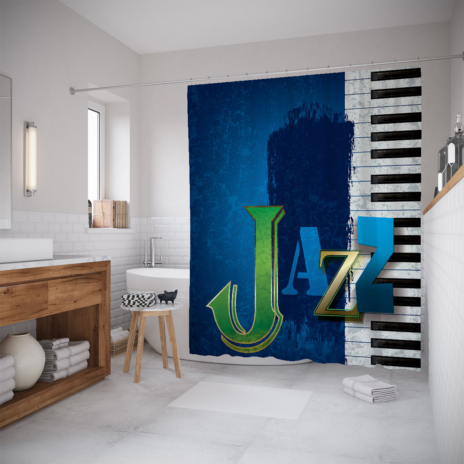 

Штора для ванной JoyArty «Джаз цепляет за душу» 180x200, Синий