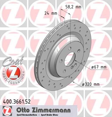 фото Тормозной диск zimmermann 400.3661.52