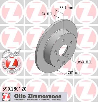 фото Тормозной диск zimmermann 590.2801.20