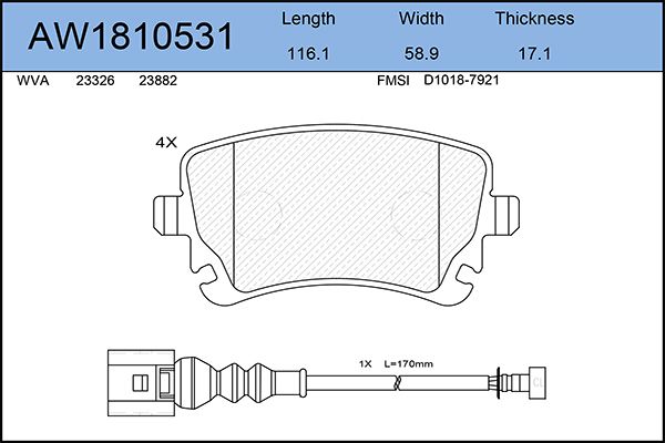 

Комплект тормозных колодок, дисковый тормоз AYWIPARTS AW1810531