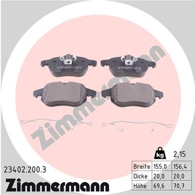 

Тормозные колодки ZIMMERMANN дисковые 23402.200.3