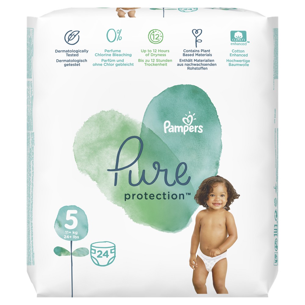 фото Подгузники pampers pure protection 11+ кг, размер 5, 24 шт.