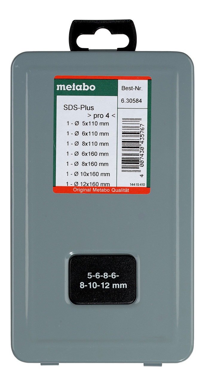 

Бур SDS+ для перфоратора metabo 630584000, набор буров SDS-PLUS, 5-6-6-8-8-10-12 мм (7 шт) м