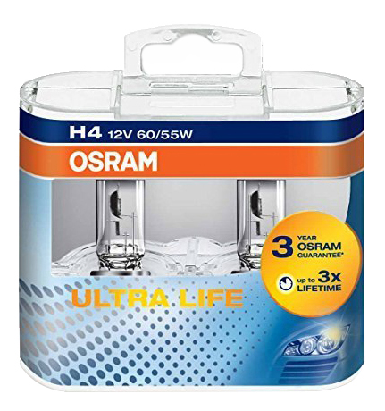 фото Лампа галогенная автомобильная osram ultra life h4 12в 60/55вт (64193ult duobox)