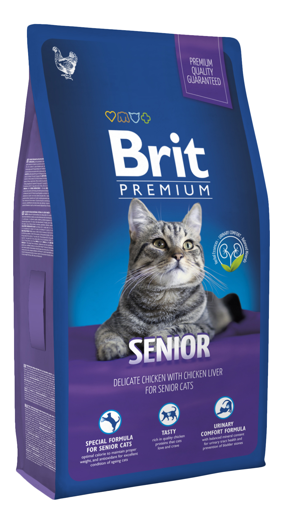 фото Сухой корм для кошек brit premium senior, для пожилых, курица, печень, 1,5кг