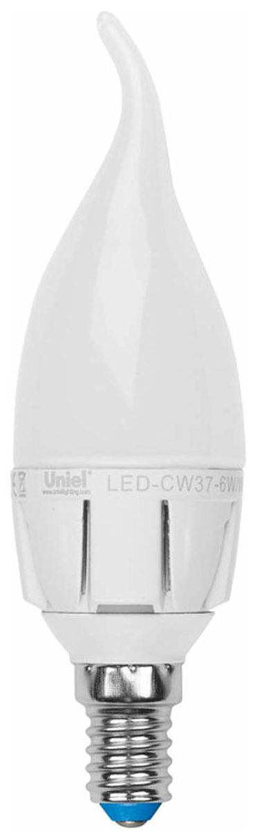 фото Лампа светодиодная (07901) e14 6w 4500k led-cw37-6w/nw/e14/fr alp01wh uniel