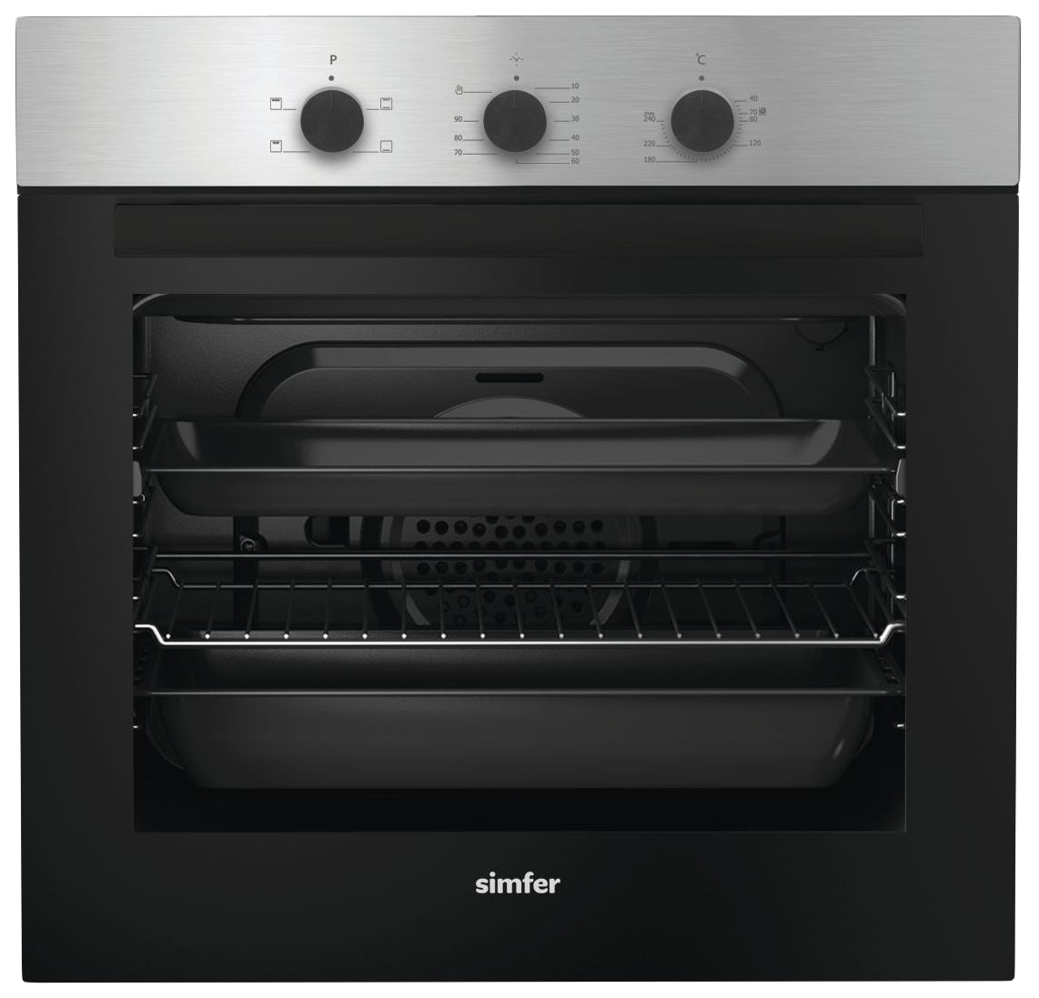 фото Встраиваемый электрический духовой шкаф simfer b6em14011 silver/black