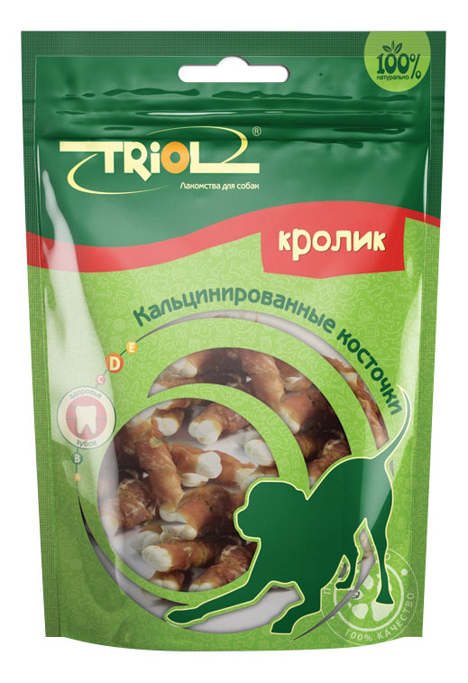 фото Лакомство для собак triol, кальцинированные косточки с кроликом, 70г