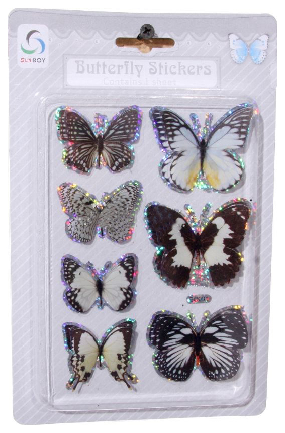 ShiShi Наклейки Зимние Бабочки, 7 шт, черно-белый 44850