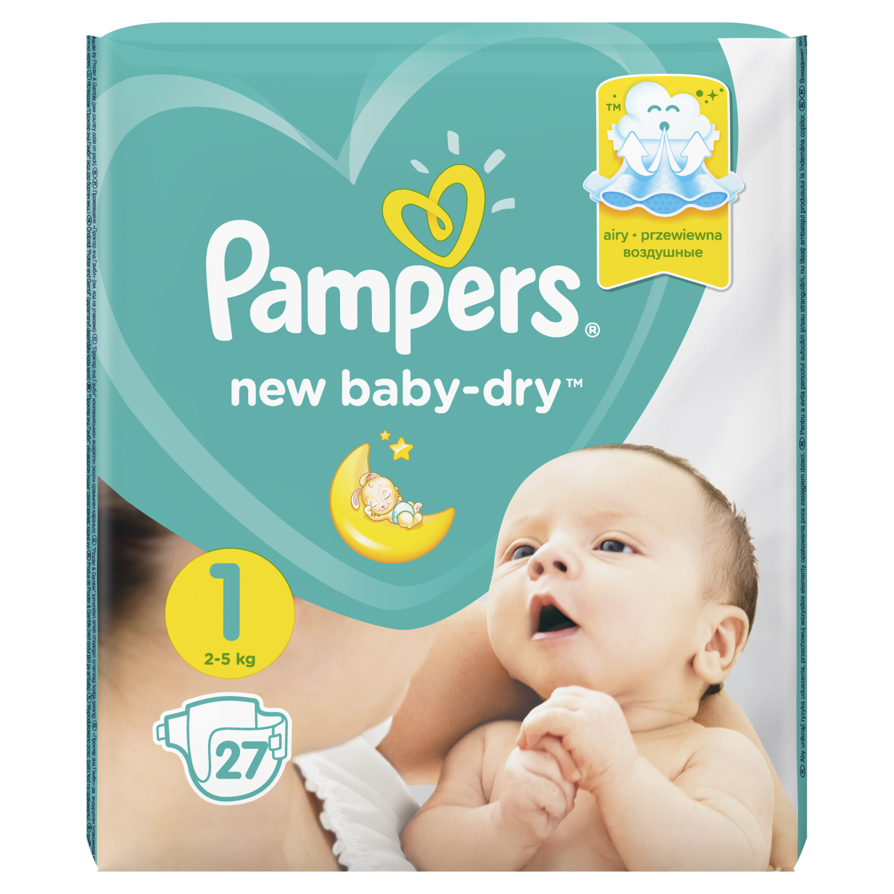 фото Подгузники для новорожденных pampers new baby-dry newborn (2-5 кг) 27 шт.