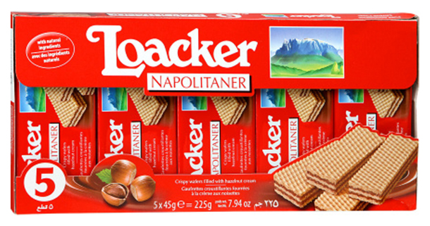 фото Вафли loaker napolitaner с ореховой начинкой 225 г loacker