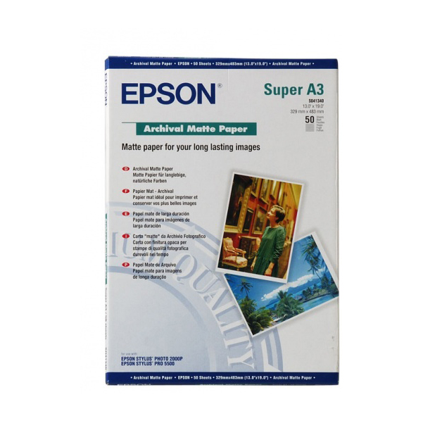 фото Бумага для струйной печати epson c13s041340 archival matte paper матовая a3+