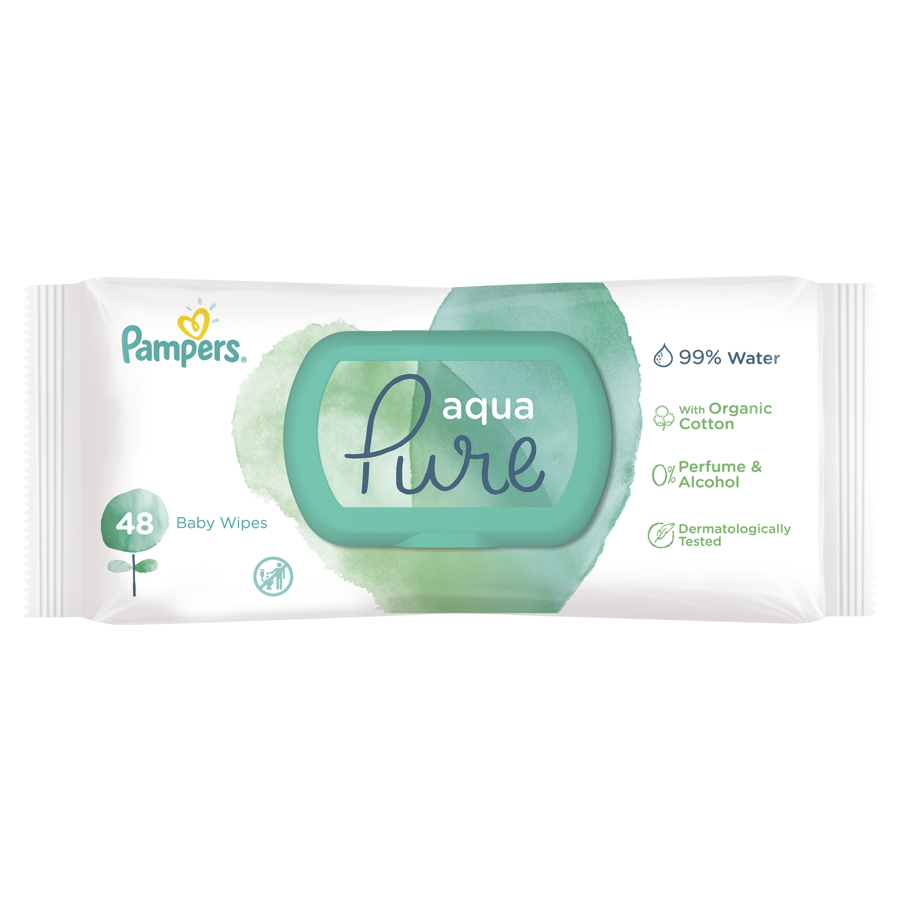 фото Детские важные салфетки pampers aqua pure 48 шт.