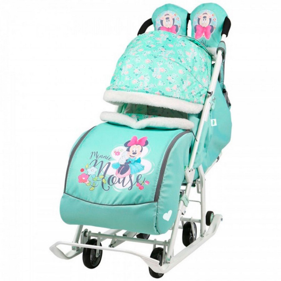 

Санки-коляска Nika Baby 2 Disney Микки Маус, мятные, Baby 2