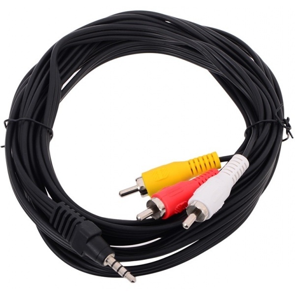 фото Кабель telecom 3rca - jack 3.5 3м black (tav4545)