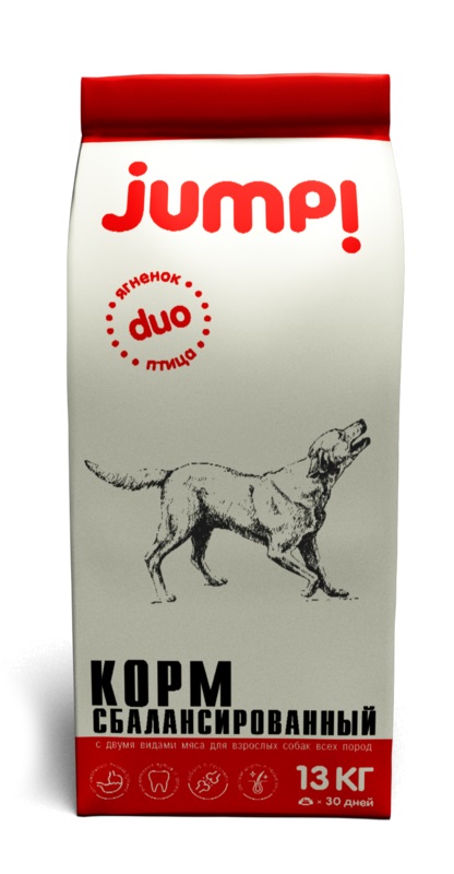 Сухой Корм для собак Jump Duo, все породы, ягненок, домашняя птица, 13кг