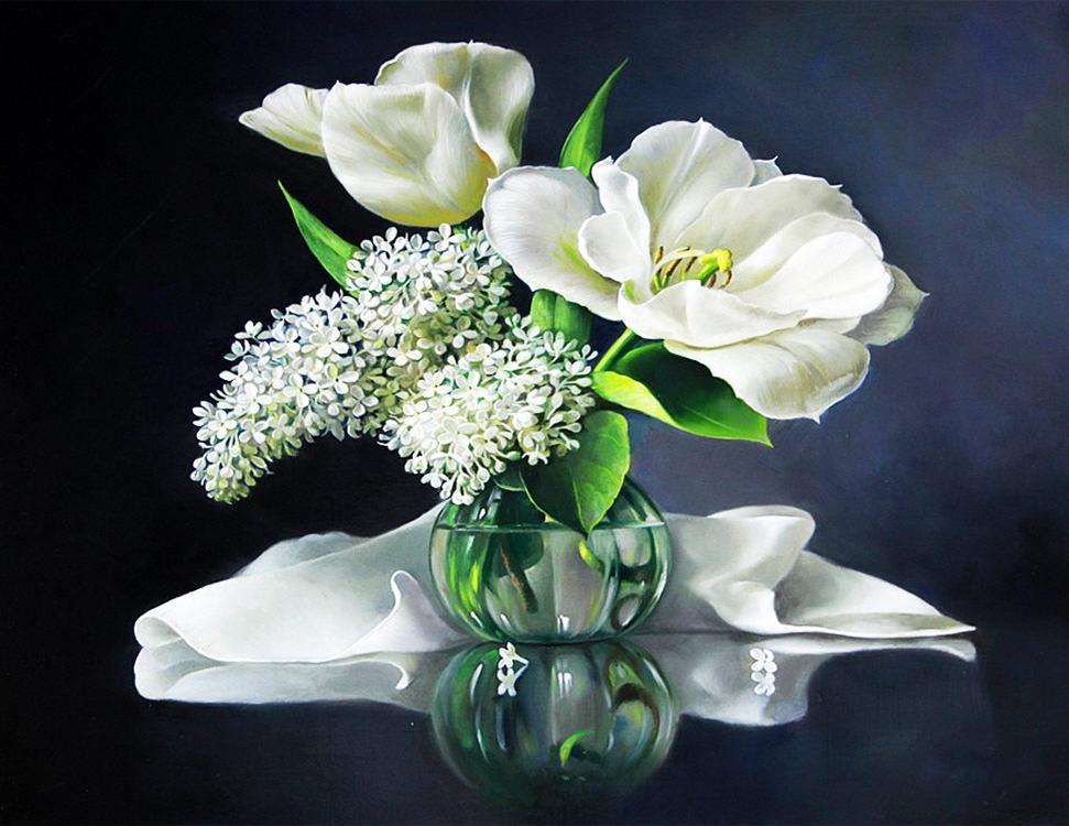 

Алмазная вышивка Molly Белый букет, 15x20 см, Белый букет