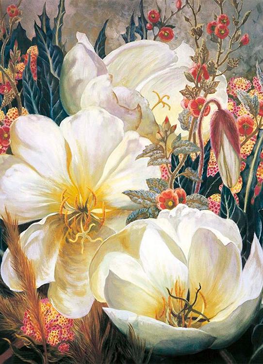 

Алмазная вышивка Цветной Белоснежные кувшинки, 30x40 см, Белоснежные кувшинки